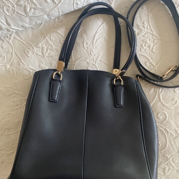 Classic navy blue leather Coach purse - Picture 2 of 4